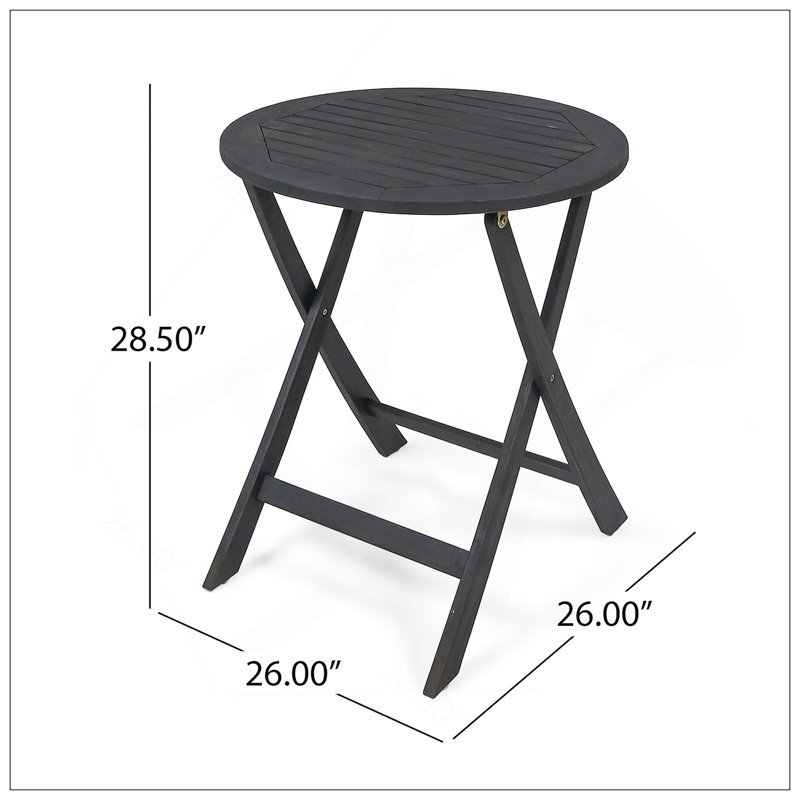 Charming Acacia Wood Bistro Set With Foldable Feature And Stylish Design2 Chairs+1 Table, Gray/Brown