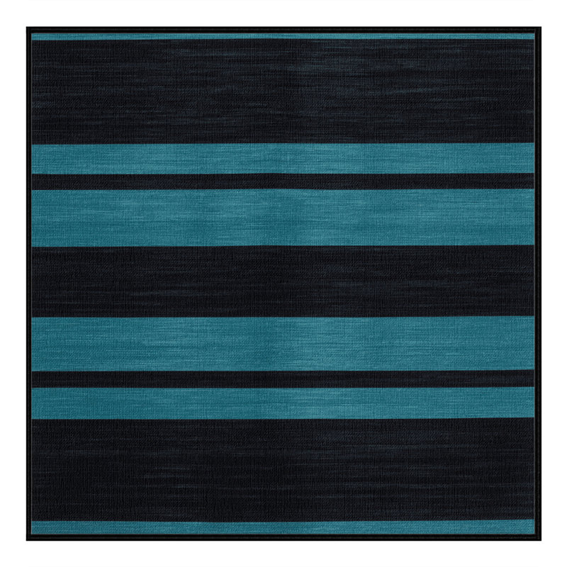 Tapis gris à rayures horizontales lavable à la machine, Carré 3 pi