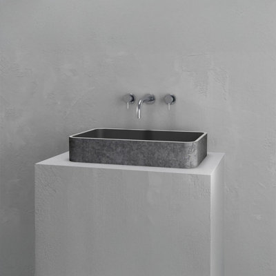 Vast Studio Textured Concrete Rectangular Countertop Bathroom Sink