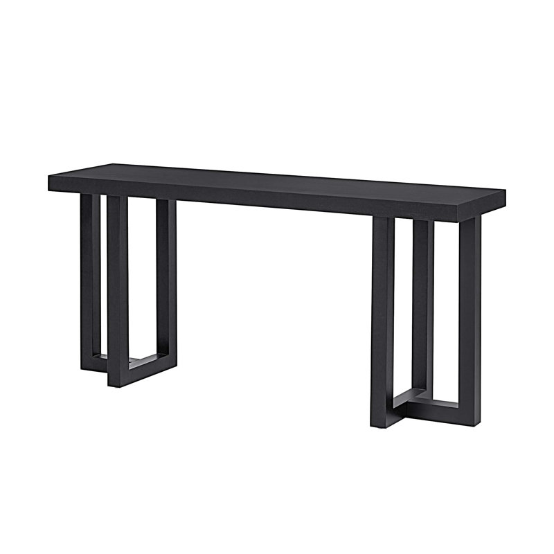Console à conception géométrique avec pieds en pin massif, Noir