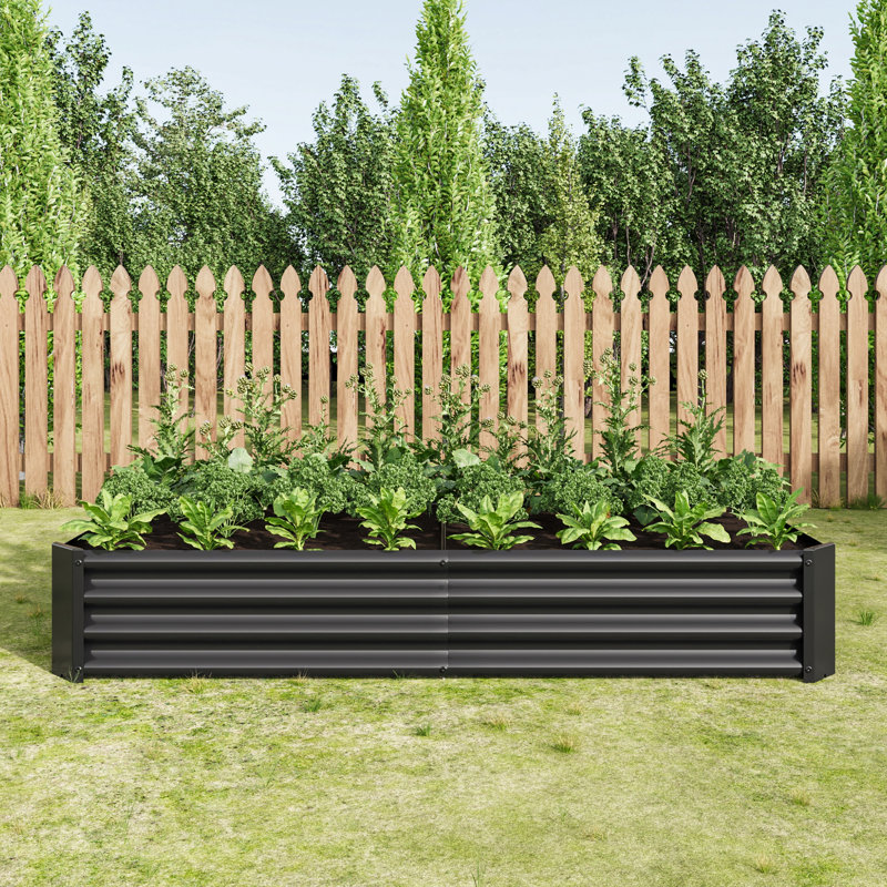 Raised Garden Bed Outdoor, 6×3×1Ft , Metal Raised  Rectangle Planter Beds For Plants, Vegetables, And Flowers, Black, 1