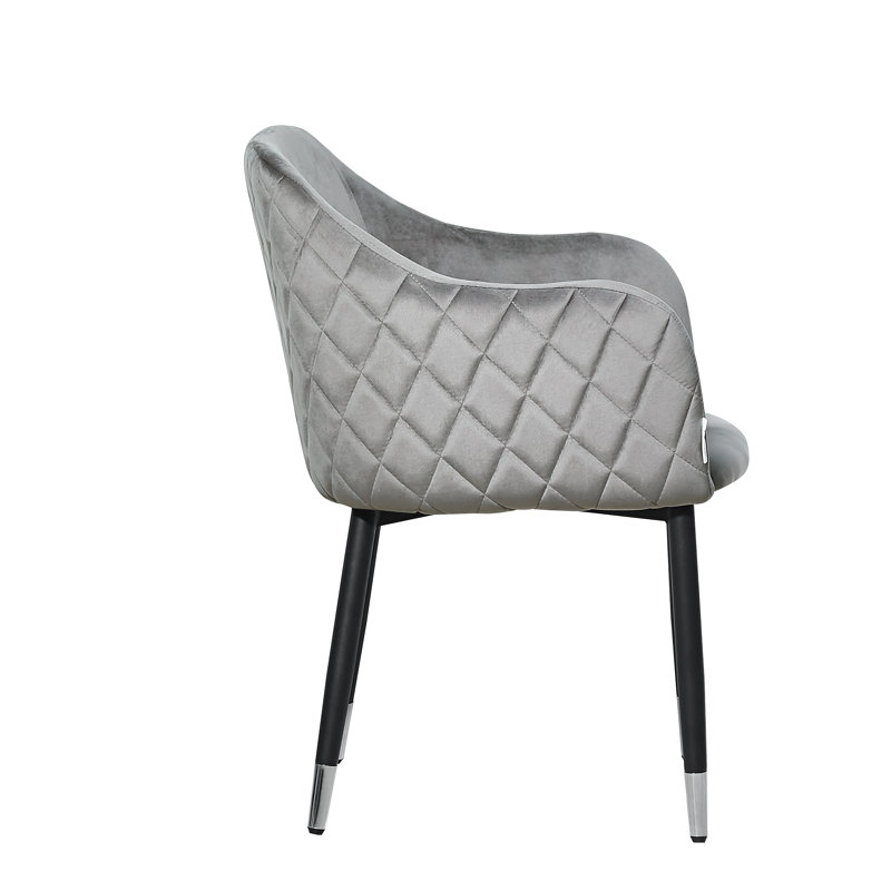 Holdenville Upholstered Dining Chair, Black/Chrome, Grey