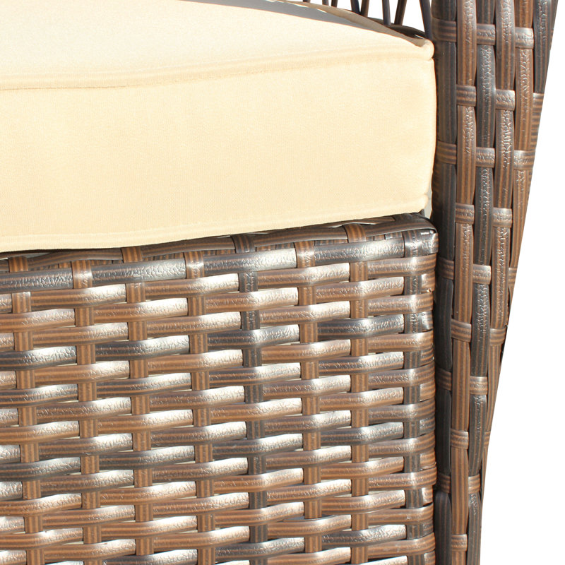 Appareil à bascule pour l'extérieur, modèle de modèle de siège large, modèle de construction en acier pour jardin, chaise de niveau brun peu profonde pour patio, coussin doux épais, structure, cour
