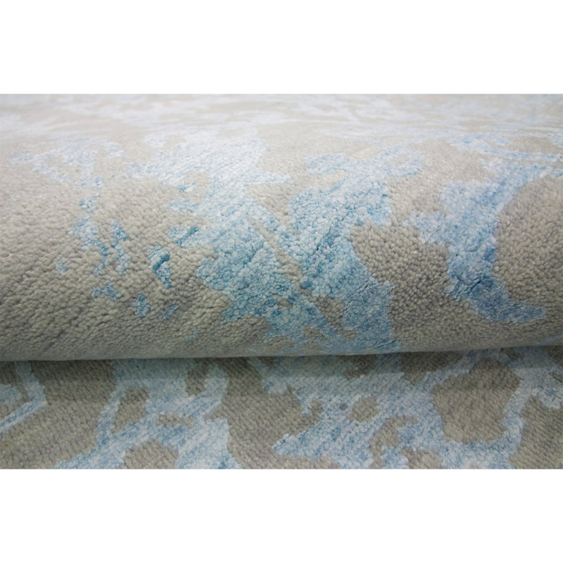 Oriental Area Rug in Aqua/Beige, Rectangle 9' x 12'