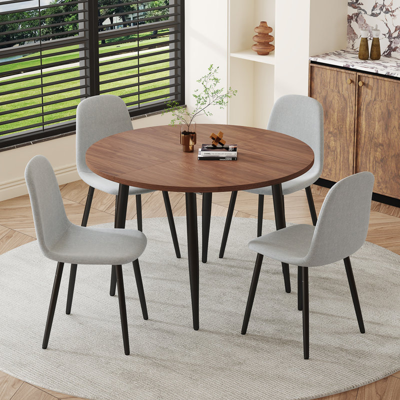 Ensemble de table de salle à manger extensible de 42 à 54 po avec chaises rembourrées confortables, Gris