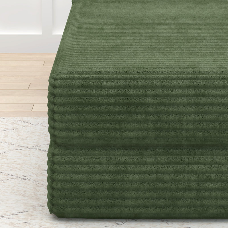 Canapé modulaire en L 28,25 po Boneless, Orienté à droite, Tissu vert