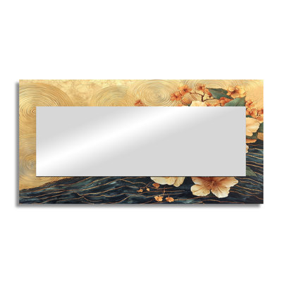 Summer Rhododendron Flowers On A Wooden River II - Floral Wall Mirror Art - Printed On Metal