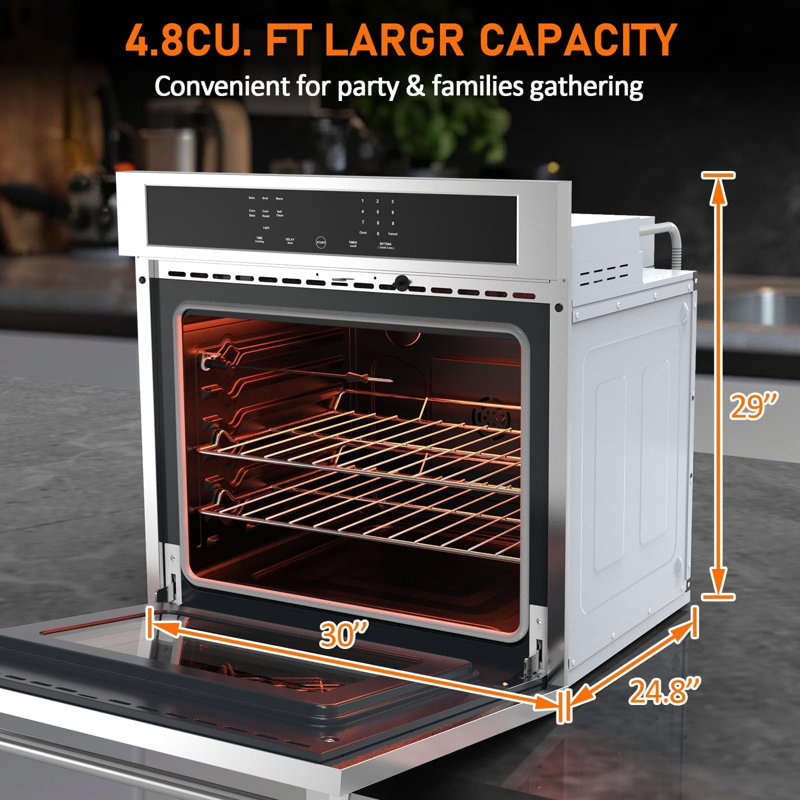 2‑Pack 30‑Inch Single Built‑In Electric Wall Oven, 4.8 Cu.Ft Convection Oven with Self‑Clean Function, Temperature Probe and Triple Cool‑Touch Glass Door