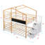 Lit superposé double au-dessus de double 93,3 x 55,9 x 76 pouces Lit simple en bois blanc et naturel avec fenêtres de toit, échelle et plateforme