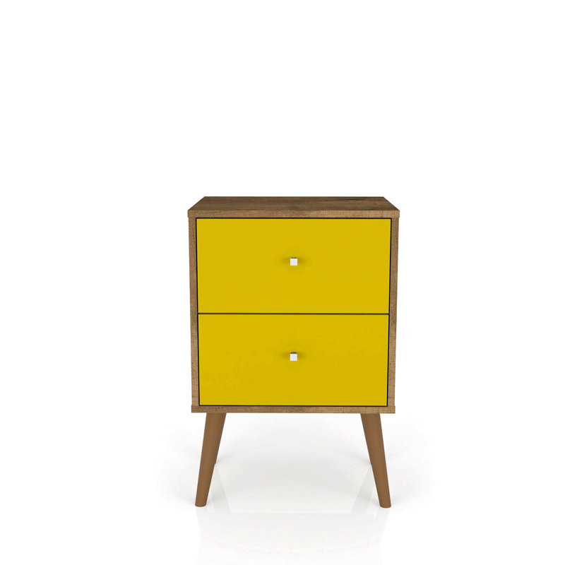 Commode Mid-Century moderne pour le rangement de chevet dans la chambre à coucher, table de chevet avec 2 tiroirs