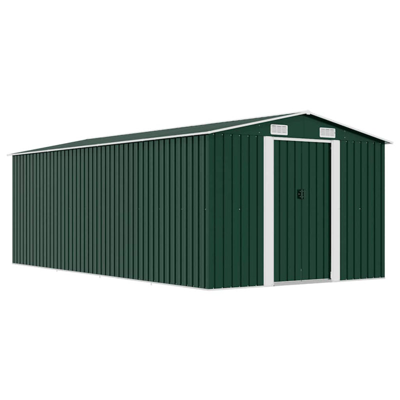 Garen Garden Shed Storage House for Tools Backyard Garage Patio Furniture Metal, Green, 71.3" H x 101.2" W x 192.5" D