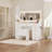 Vanity Desk with 11 Drawers and Large Led Lighted Mirror, 47" Large Makeup Vanity Table with A Power Outlet, Storage Stool, Vanity Set for Bedroom, White