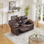 Causeuse inclinable électrique de 74,8 po de largeur - Cuir fleur avec double inclinaison, console de rangement, porte-gobelets et ports USB-87944558
