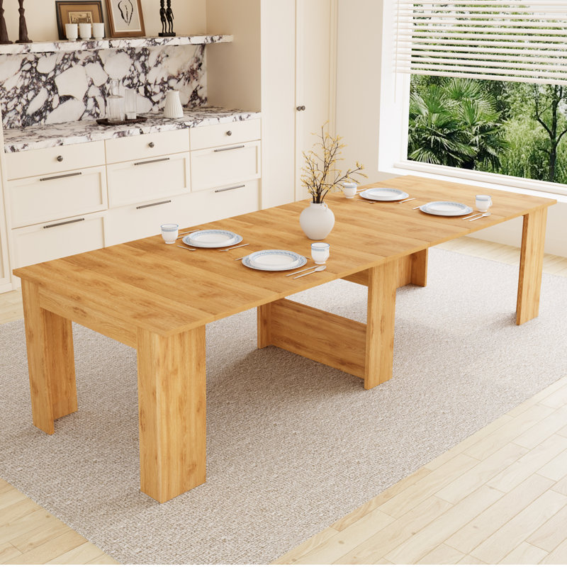 Ensemble table et chaises de cuisine, console extensible, Crème, Brown