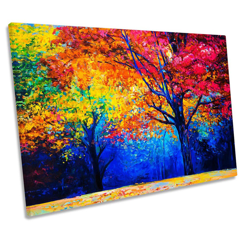 Colourful Autumn Trees - Wrapped Canvas Painting, 40.6cm H x 61cm W 