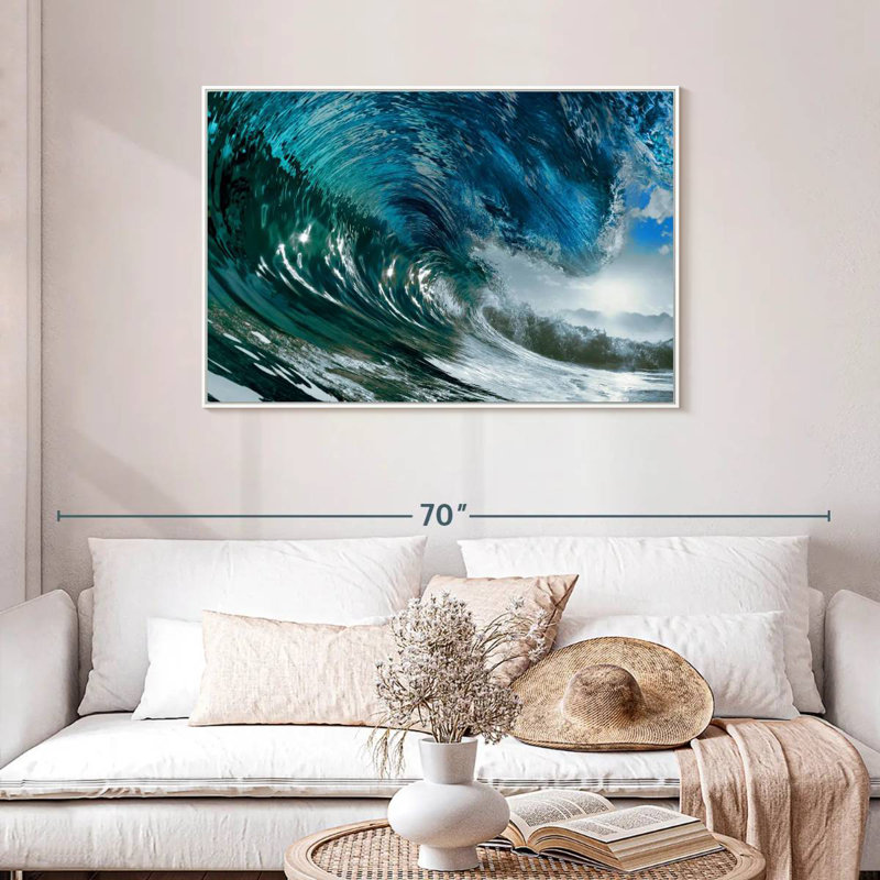 Vague scintillante, Cadre flottant blanc, 43 po x 29 po