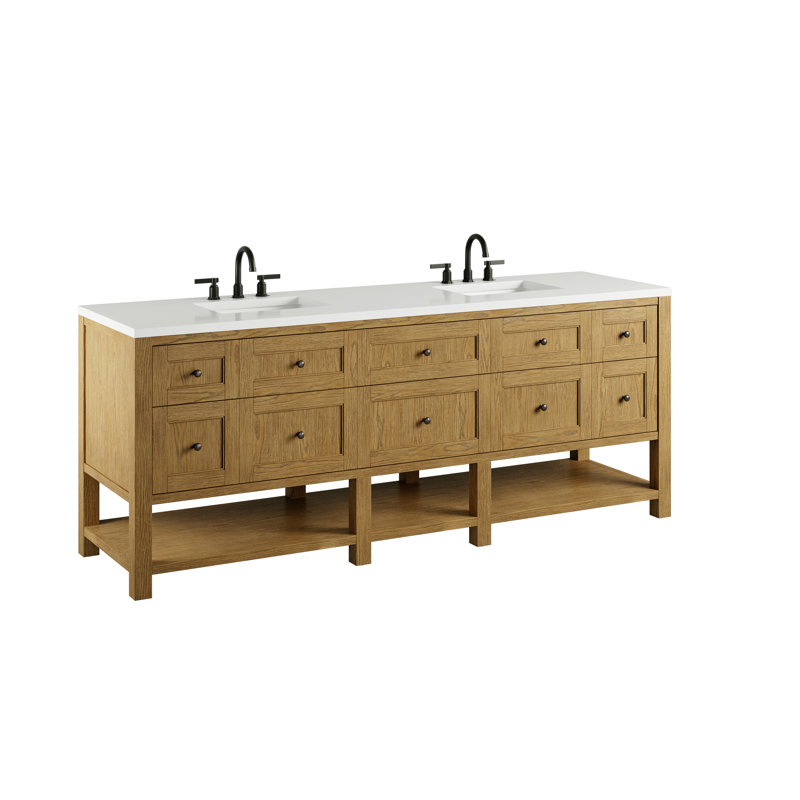 Breckenridge 84" W Double Vanity, White Zeus Silestone