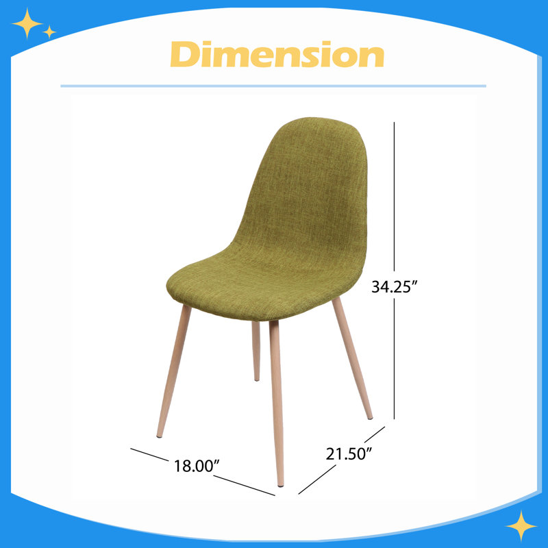 Chaise rembourrée en tissu Mid-Century (ensemble de 2), Green