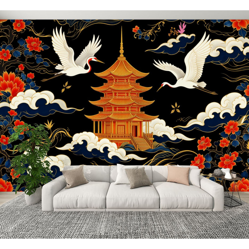 Papier peint auto-adhésif Chinoiserie, L 144 po x l 100 po