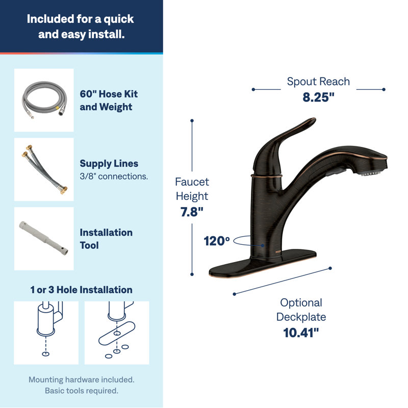 Moen Brecklyn Single-Handle Pull-Out Sprayer Kitchen Faucet with Power Clean Technology, Mediterranean Bronze