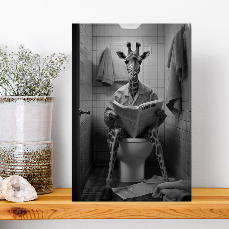 Giraffe Reads Go Wild News by Andreas Magnusson - Wrapped Canvas Print, 45.72 cm H x 30.48 cm W