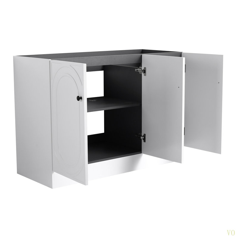 Meuble-lavabo autoportant 48 po avec 3 portes à fermeture en douceur (emballage KD) - Lavabo non compris