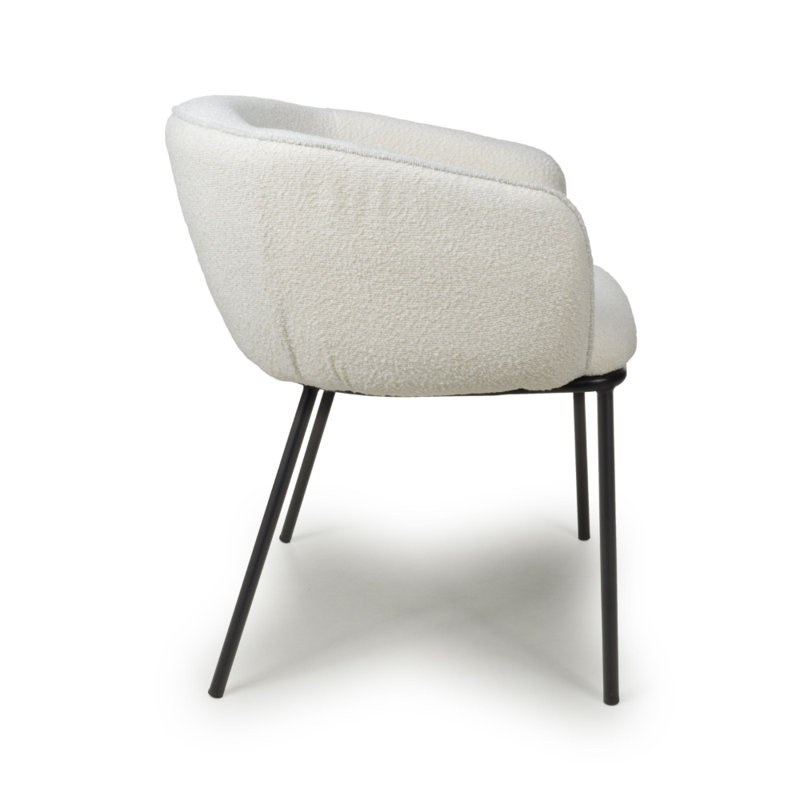 Lola Boucle Dining Chair, White
