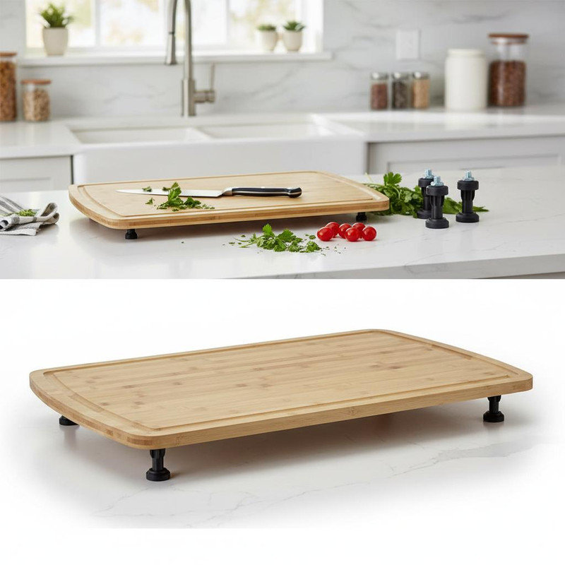 Bamboo Cutting Board, 30"x20" Extra Large Noodle Board with 4 Removable Feet, Juice Groove, Wooden Stove Top Covers for Electric Stove, Gas Burners, Counter Space