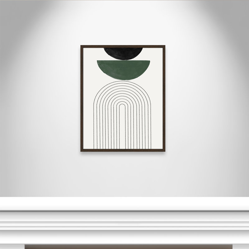 Reproduction de géométrie arquée par Miuus Studio, Walnut Woodgrain, 23.5'' W x 29.5'' H, Framed Print