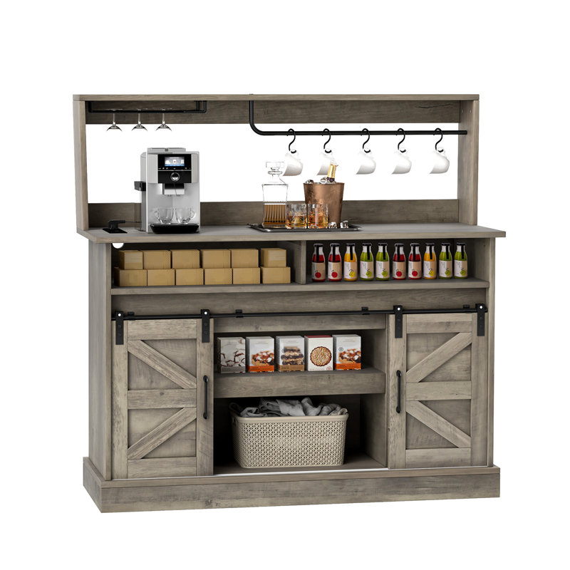Armoire-bar de style campagnard 51,9 po Piter, Chêne gris rustique