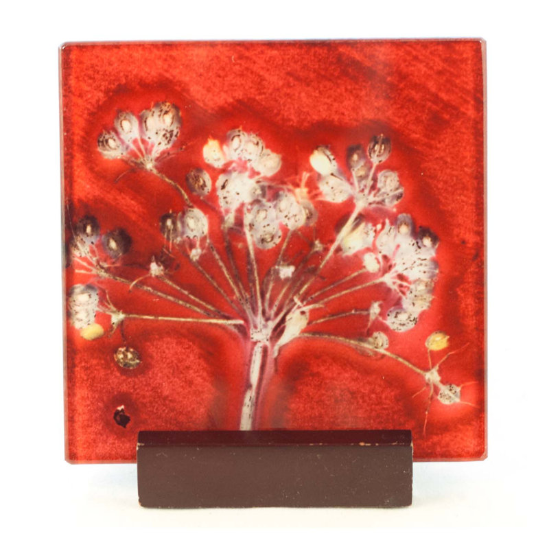 Glass Square 1 Piece Coaster, Red