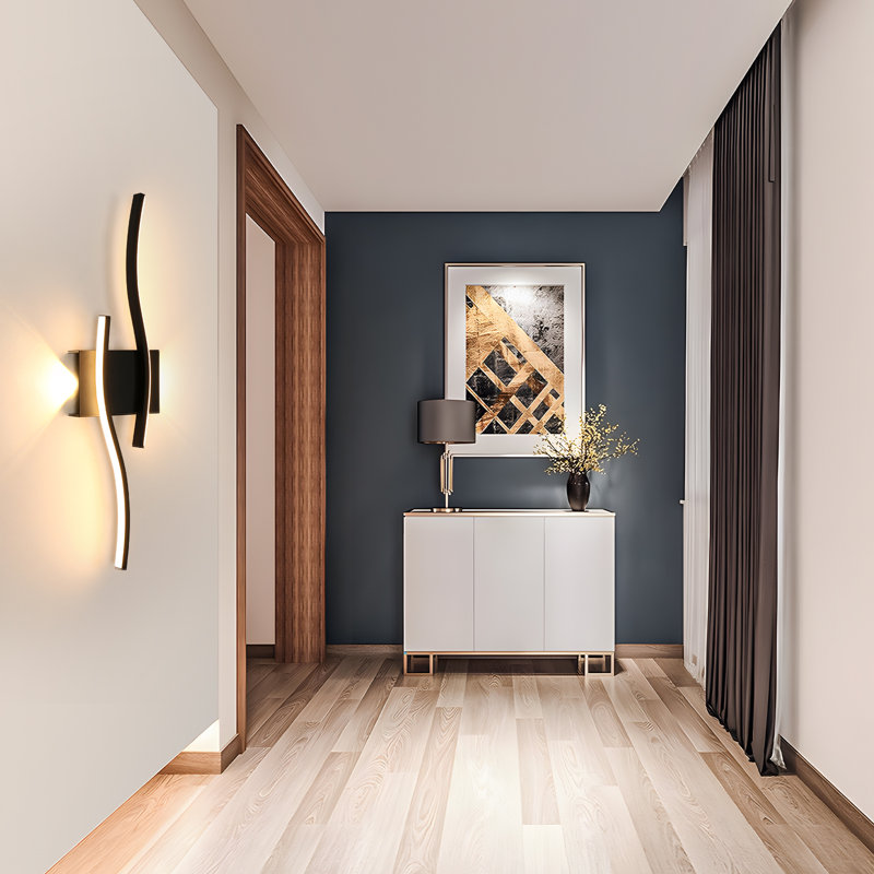 Modern Aluminum Linear LED Wall Light, Matte Black, 15cm H x 59cm W x 5.5cm D