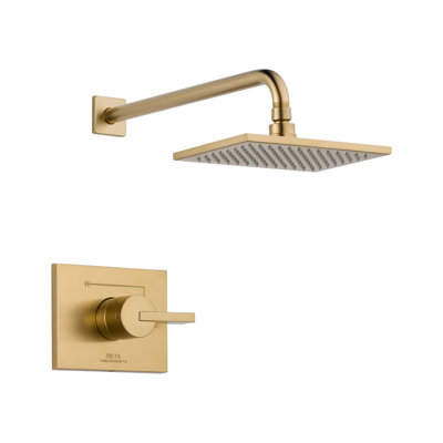 Delta Vero 14 Series Single-Function Shower Trim Kit with Single-Spray Touch-Clean Rain Shower Head, Champagne Bronze (Valve Not Included)