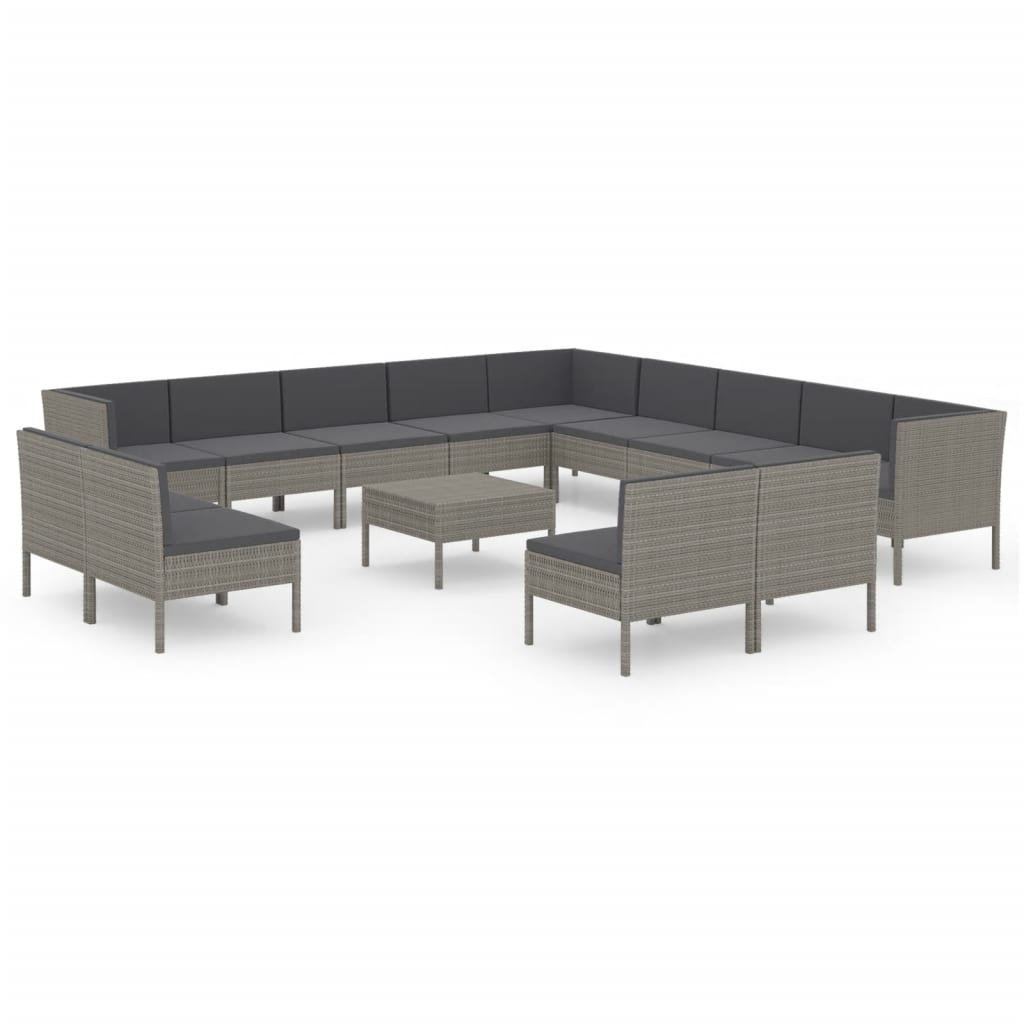 11-Sitzer Lounge-Set Dockrey aus Rattan mit Polster