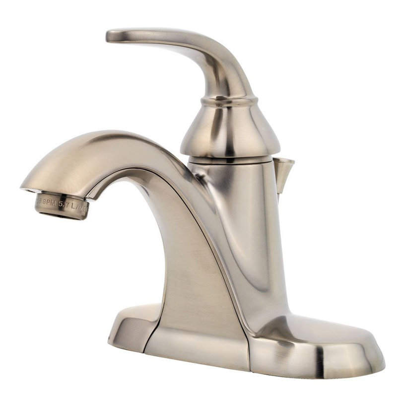 Robinet pour salle de bain à un trou avec ensemble de drain control central à Pasadena, Nickel brossé