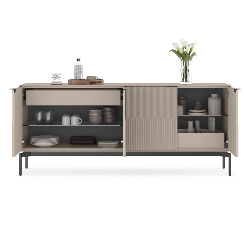 Zig 79.5'' W Credenza, Dune/Brushed Carbon