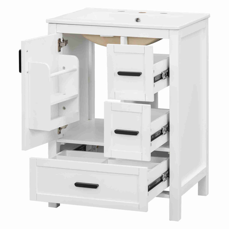 Meuble-lavabo moderne de 24 po, Blanc
