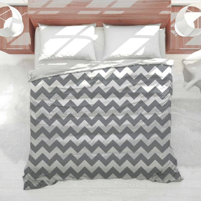 Gray White Chevron Comforter, King
