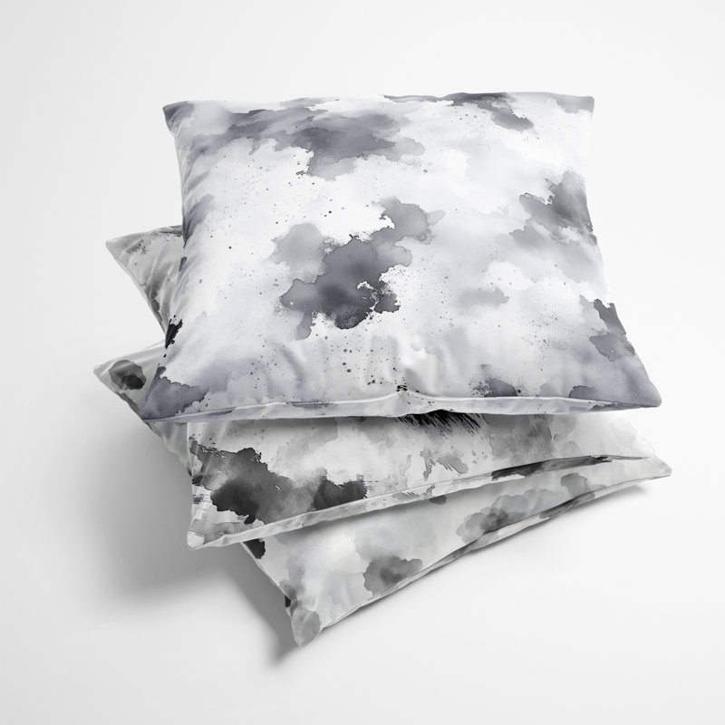 Coussin décoratif Quiet Ink Forms - imprimé noir moderne, H 20 po x l 20 po