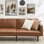 Canapé-lit convertible en futon en cuir synthétique - canapé-lit de 75 po avec dossier réglable, causeuse moderne Mid-Century, fauteuil inclinable peu encombrant, poches latérales, assemblage facile, salon ou chambre d'amis