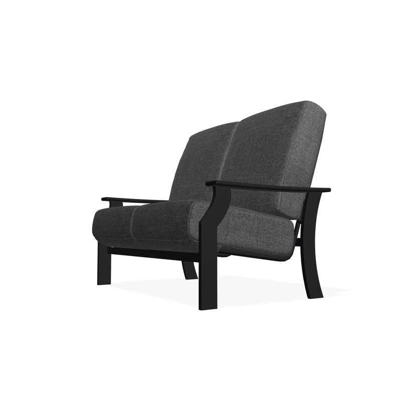 Causeuse à deux places avec siège en polymère St. Catherine, Tissage uni ardoise coulée Sunbrella®, Noir