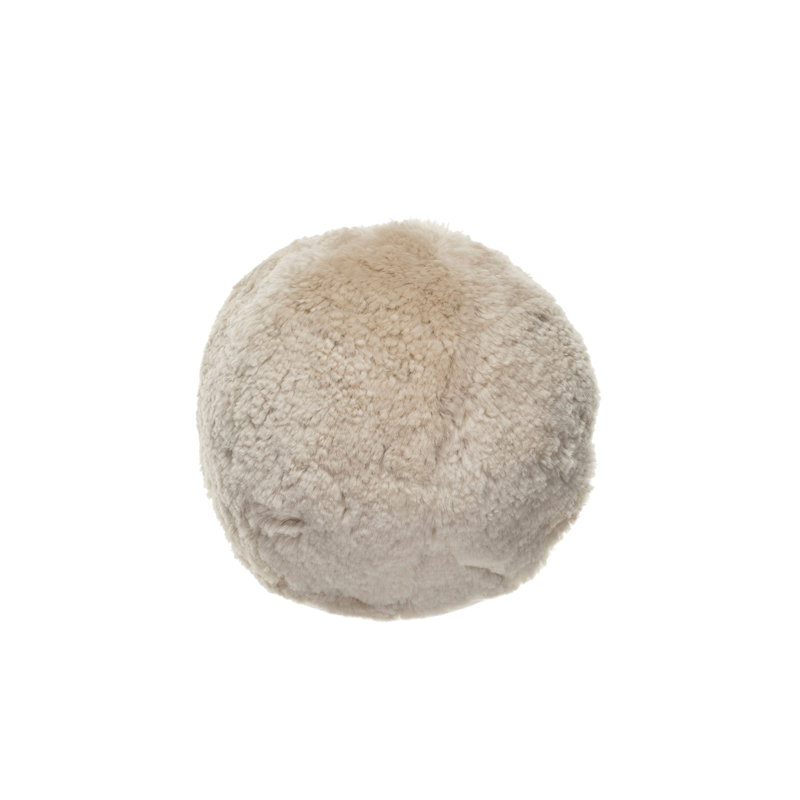 Cream Sheepskin Round Pillow with Polyester Insert