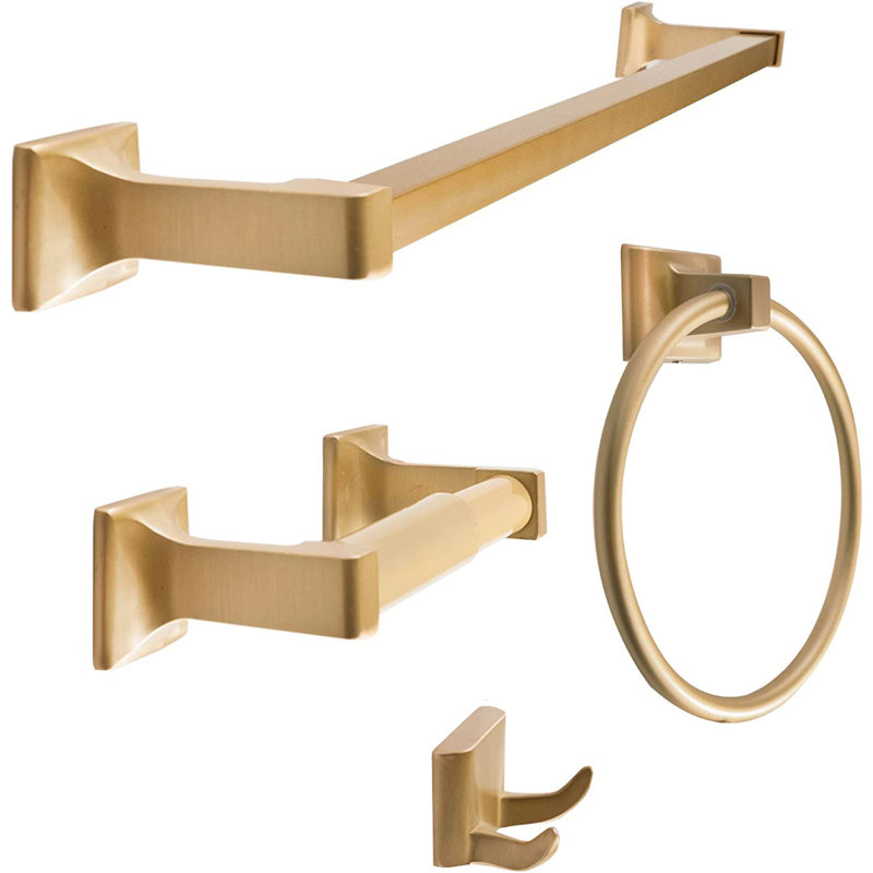 Ensemble de quincaillerie de salle de bain 4 pièces, Laiton satiné