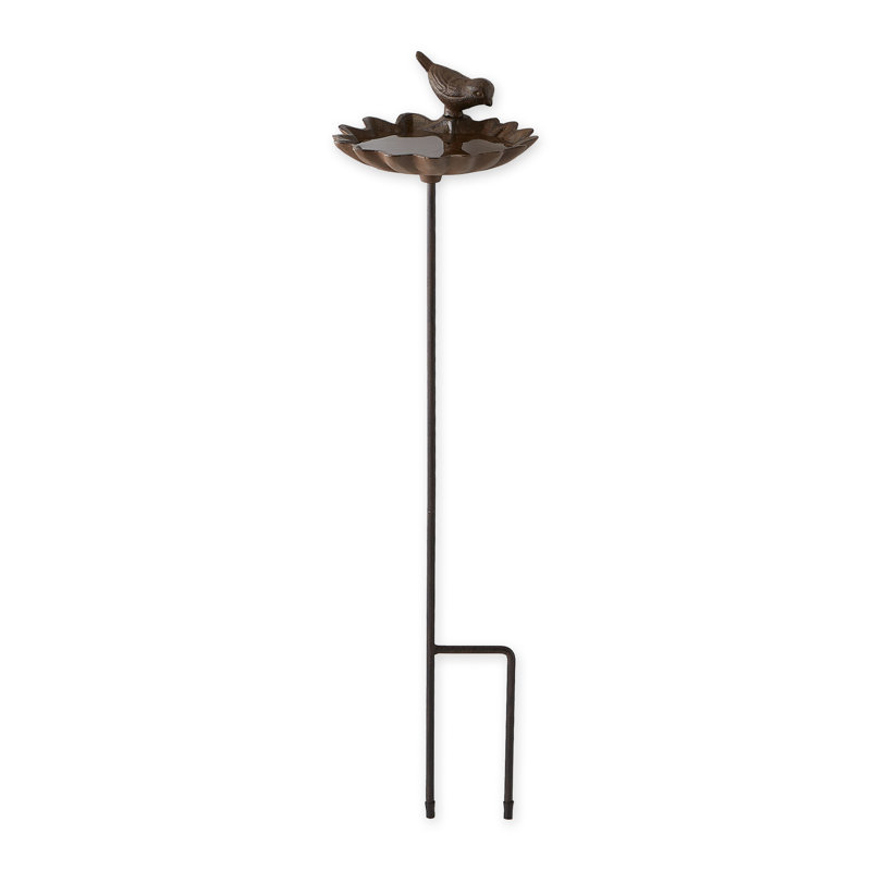 Iron Single Tier Birdbath, 29" H x 5.75" W x 5.75" D