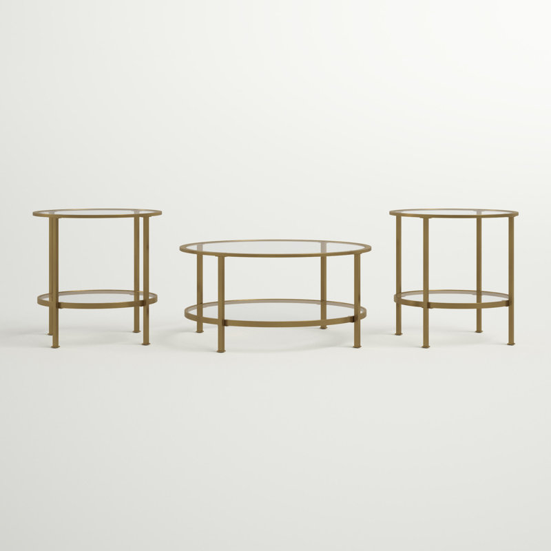 Ensemble de tables basses 3 pièces Letia, Or