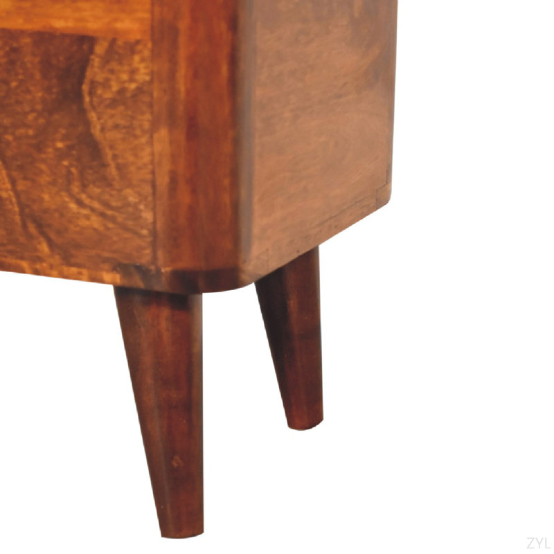 Solid Wood Chestnut Lid-Up Storage Stool
