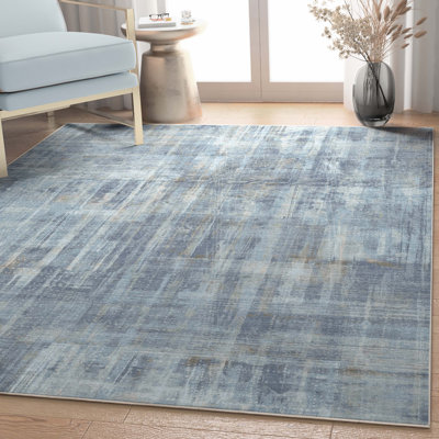 Tapis bleu tissé à plat Nuzzo Toronto