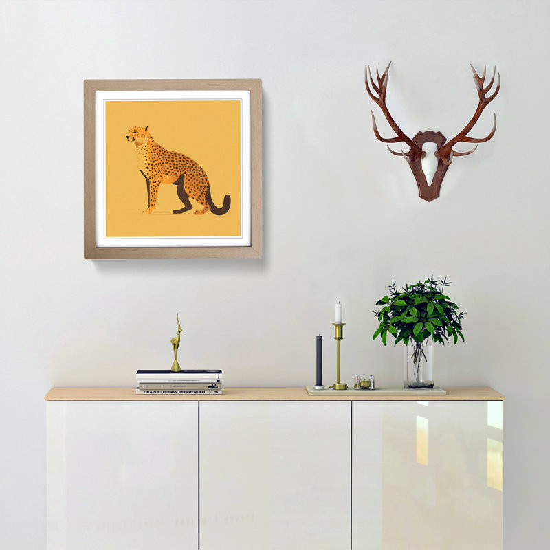 Cheetah Minimalism - Framed Print, Oak