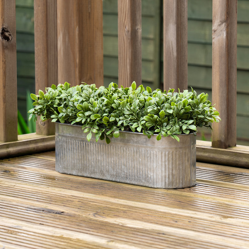 51cm Faux Boxwood Trough UV