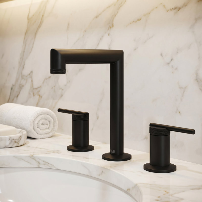 Sterling Widespread 3-Hole Bathroom Faucet, 2-Handle Mid Arc With Lever Handles In Matte Black, Matte Black